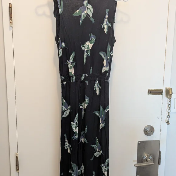 Joe Fresh Navy and Green Hummingbird Midi Dress - Picture 7 of 7